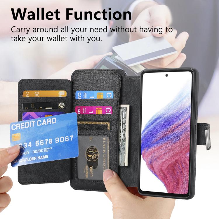Funda Neo MagSafe RFID antirrobo con cremallera para Samsung Galaxy A16, de cuero estilo retro (negra)