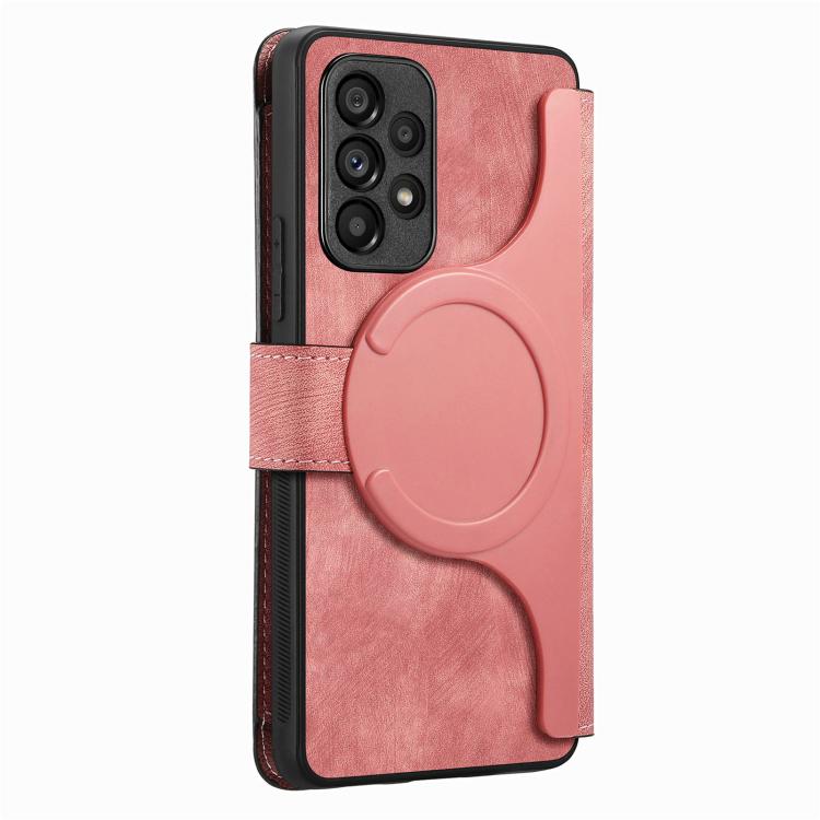 Funda Neo MagSafe RFID antirrobo con cremallera para Samsung Galaxy A53, de cuero estilo retro (rosa)