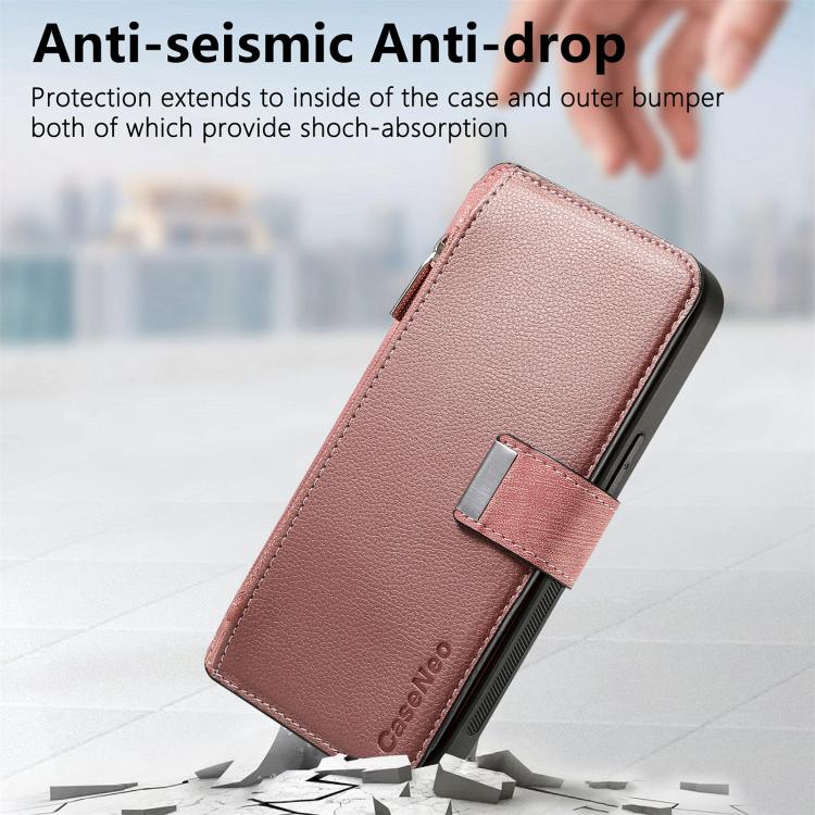 Funda Neo MagSafe RFID antirrobo con cremallera para Samsung Galaxy A53, de cuero estilo retro (rosa)