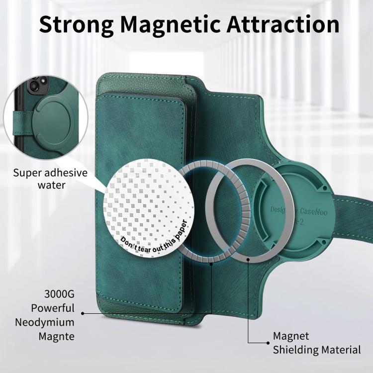 Funda Neo MagSafe RFID antirrobo con cremallera para Samsung Galaxy S25 Ultra 5G, de cuero estilo retro (verde)