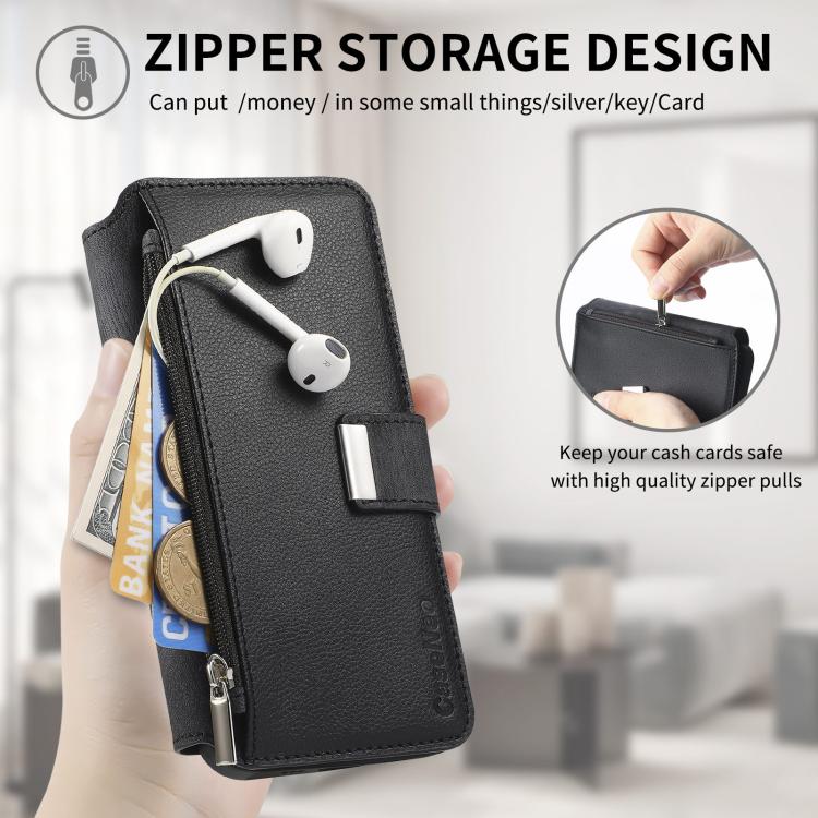 Funda Neo MagSafe RFID antirrobo con cremallera para Samsung Galaxy S24 Ultra 5G, de cuero estilo retro (negra)