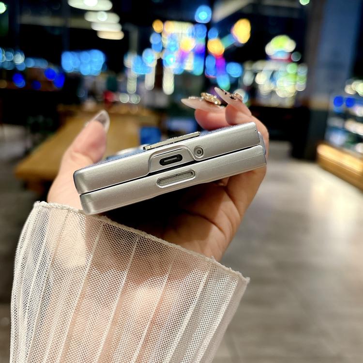 Funda de poliuretano y policarbonato con marco plateado para Samsung Galaxy Z Fold4 5G (azul)