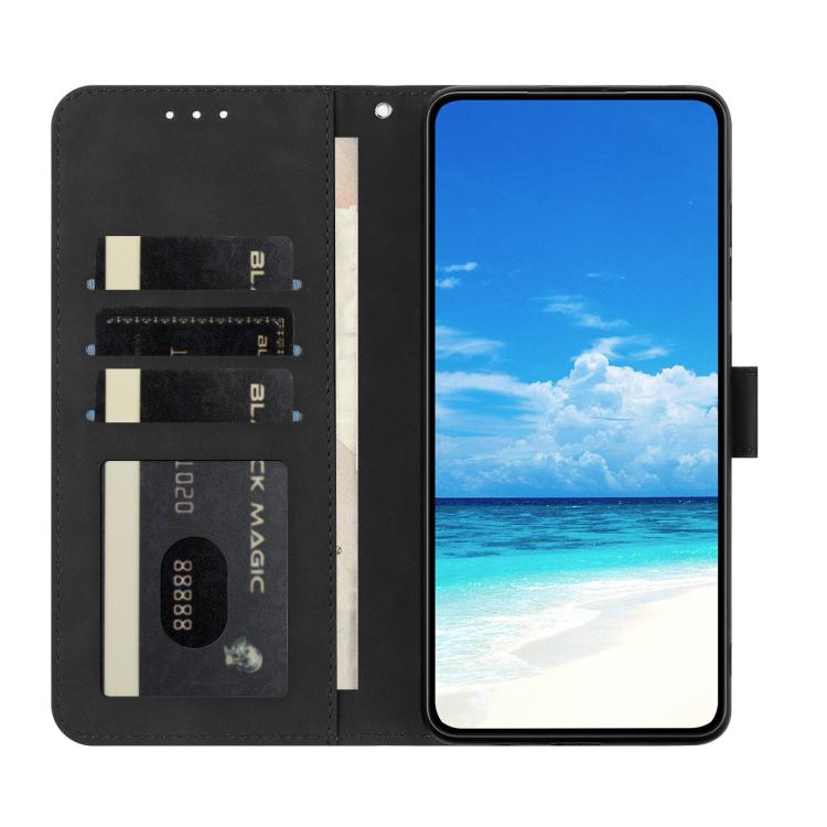 Funda de cuero con relieve y diseño de mariposas para Samsung Galaxy A07 5G (negra)
