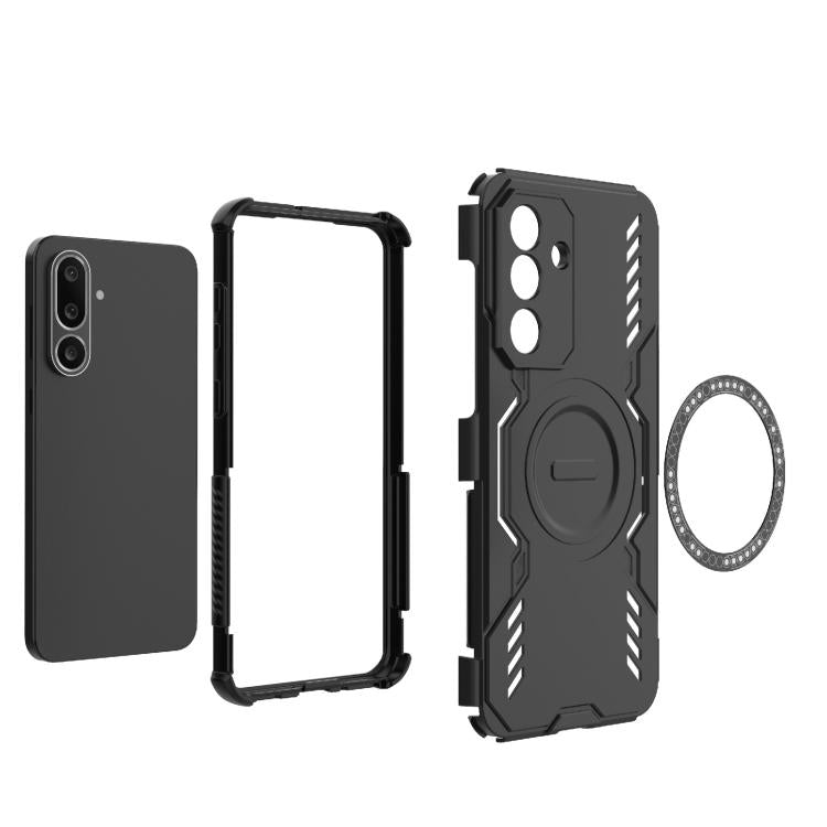 Funda con anillo magnético MagSafe y mariposa para Samsung Galaxy M56 5G (azul)
