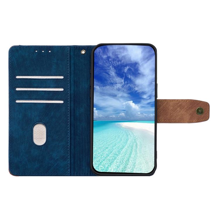 Funda de cuero con costuras de color y bloqueo RFID para Samsung Galaxy S25 5G (azul)