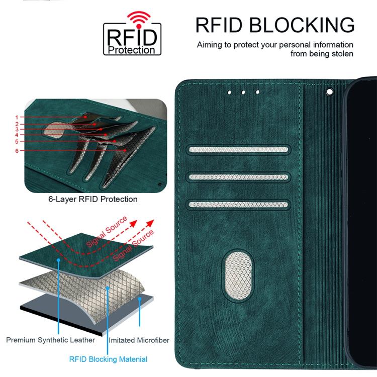 Funda de cuero con costuras de color y bloqueo RFID para Samsung Galaxy S25 Ultra 5G (verde)