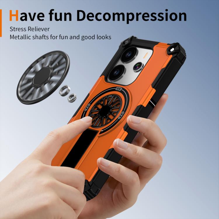Funda para Redmi Note 14 4G de 163,25 mm con soporte metálico y eje MagSafe (naranja)