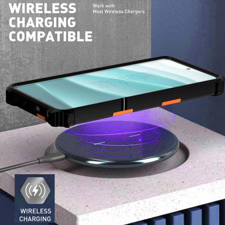 Funda para Redmi Note 14 4G de 163,25 mm con soporte metálico y eje MagSafe (naranja)