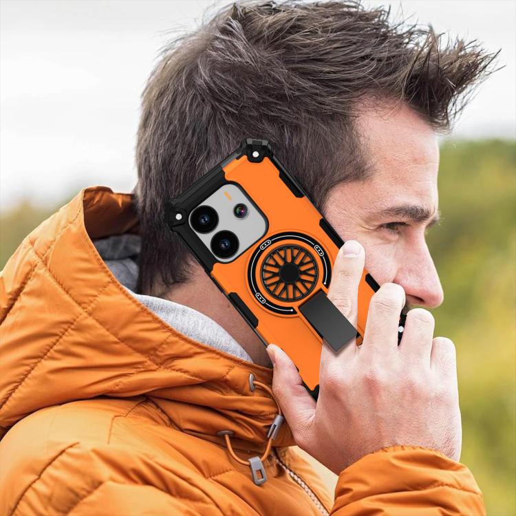 Funda para Redmi Note 14 4G de 163,25 mm con soporte metálico y eje MagSafe (naranja)