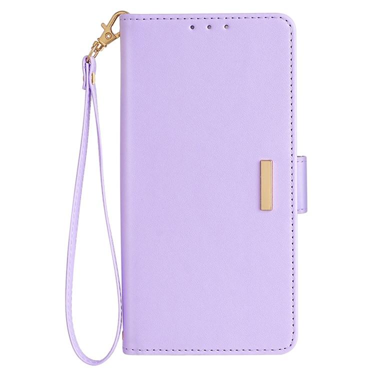 Funda de cuero con cadena cruzada para Redmi Note 14S 4G (morado)