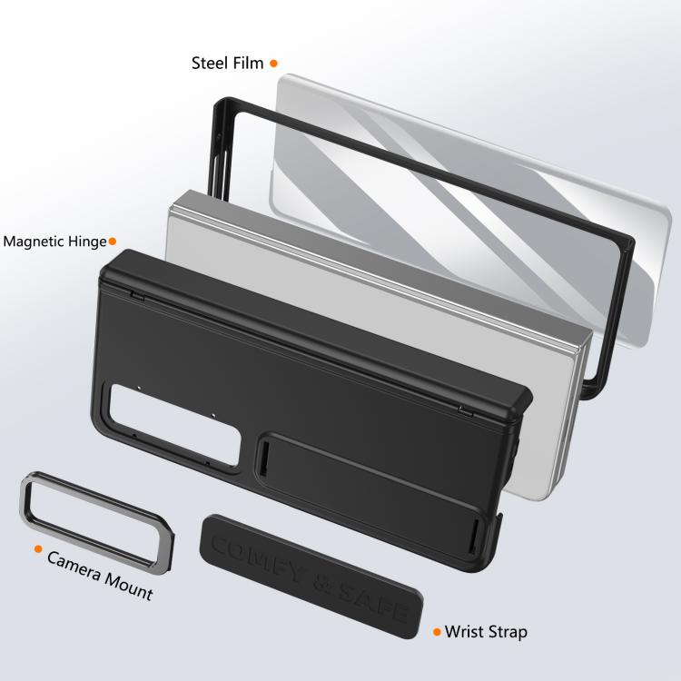 Funda para teléfono con soporte y correa para Samsung Galaxy Z Fold4 (negro)