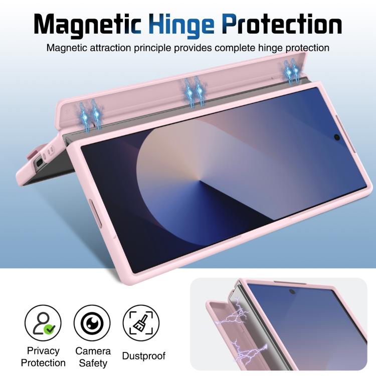Funda para teléfono con marco de lente integrado y correa para Samsung Galaxy Z Fold6 (rosa)