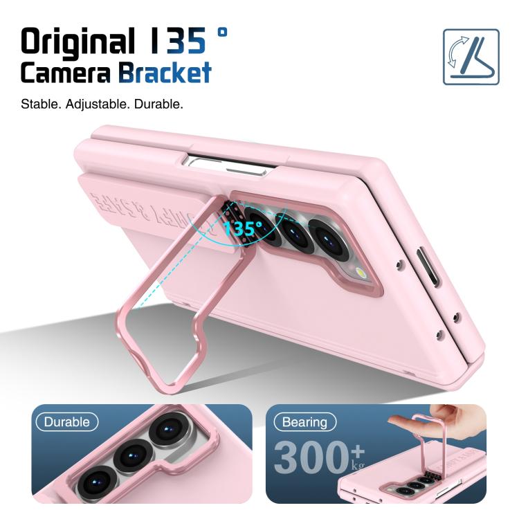 Funda para teléfono con marco de lente integrado y correa para Samsung Galaxy Z Fold6 (rosa)