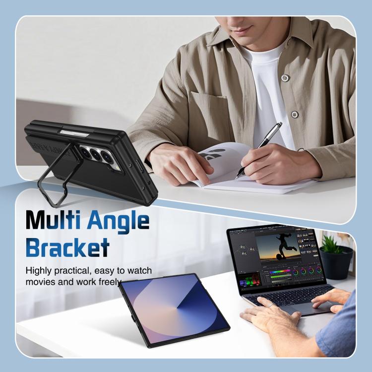 Funda para teléfono con soporte y correa para Samsung Galaxy Z Fold6 (negro)