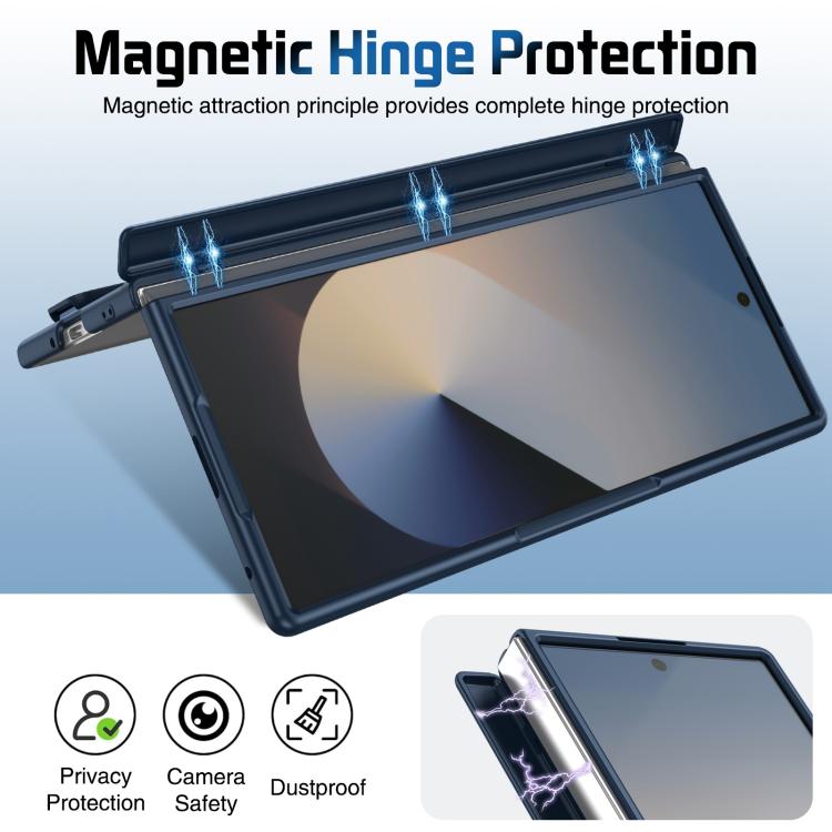 Funda para teléfono con soporte para lente integrada y correa para Samsung Galaxy Z Fold7 (azul oscuro)