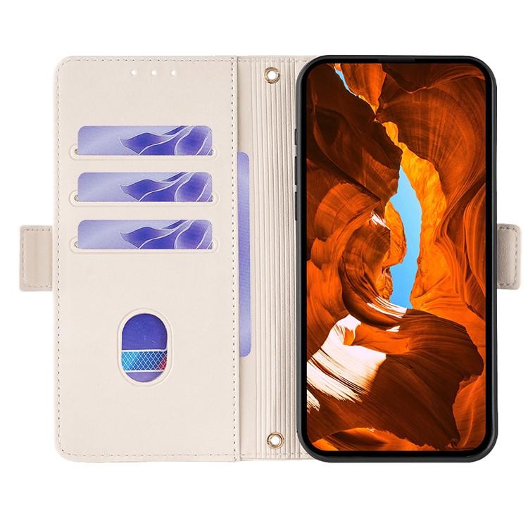 Funda de cuero con cadena cruzada para Samsung Galaxy S25 5G (blanca)