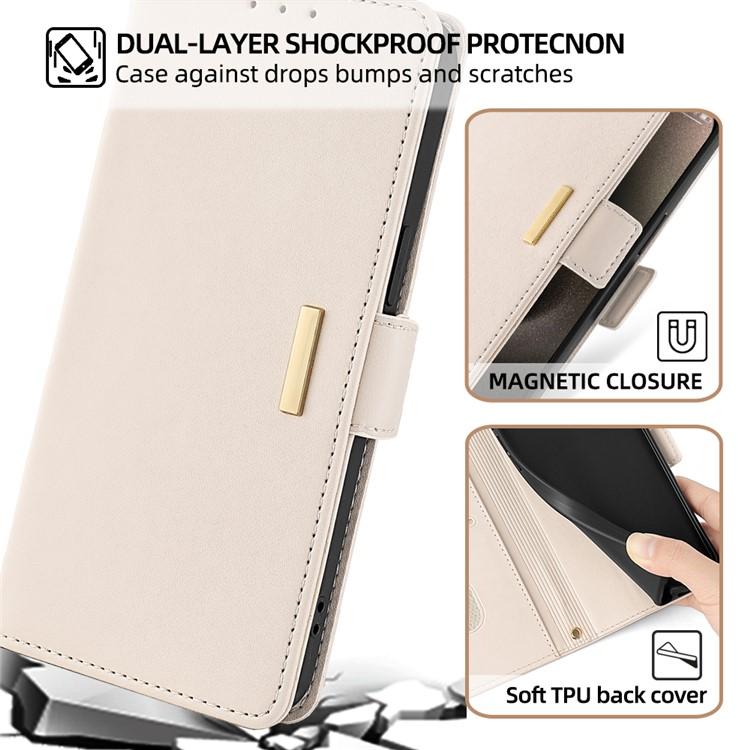 Funda de cuero con cadena cruzada para Samsung Galaxy S25 5G (blanca)