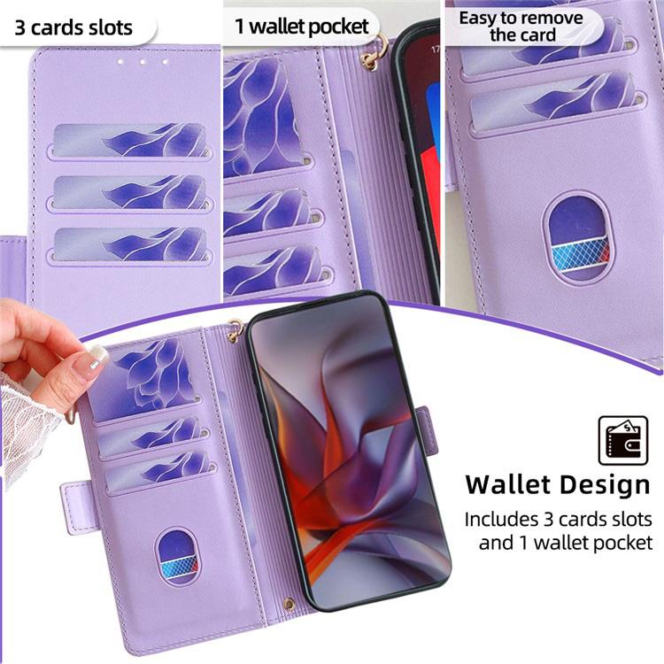 Funda de cuero con cadena cruzada para Samsung Galaxy S25+ 5G (morada)