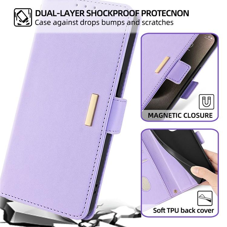 Funda de cuero con cadena cruzada para Samsung Galaxy S25+ 5G (morada)