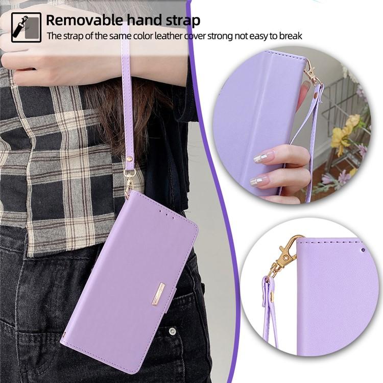 Funda de cuero con cadena cruzada para Samsung Galaxy S25+ 5G (morada)