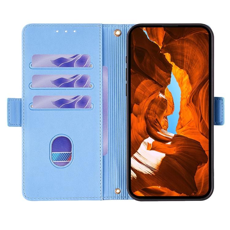 Funda de cuero con cadena cruzada para Samsung Galaxy S25 Ultra 5G (azul)