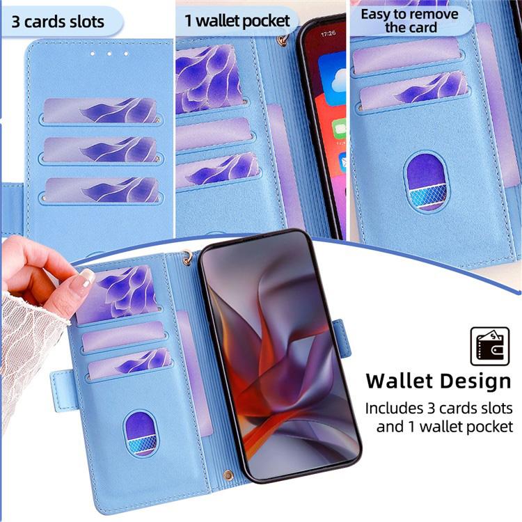 Funda de cuero con cadena cruzada para Samsung Galaxy S25 Ultra 5G (azul)