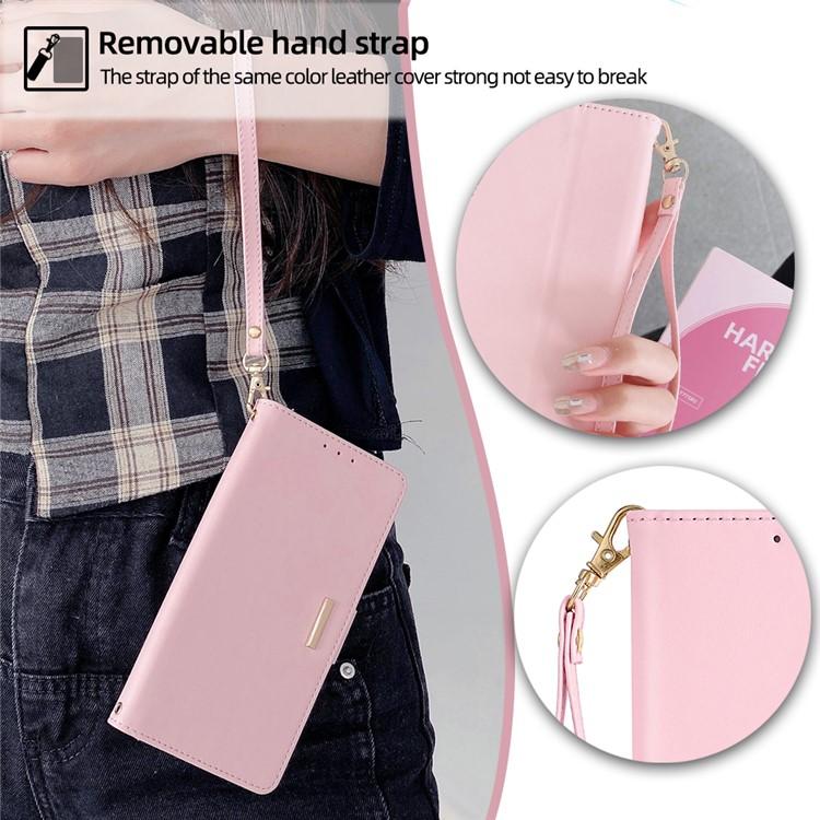 Funda de cuero con cadena cruzada para Samsung Galaxy F06 5G (rosa)