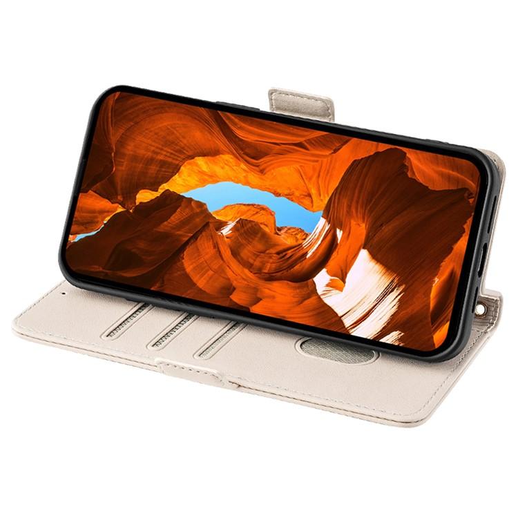 Funda de cuero con cadena cruzada para Samsung Galaxy F06 5G (blanca)