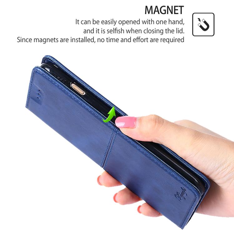 Funda de cuero magnético con textura de vaca para Samsung Galaxy S25 Ultra 5G (azul)