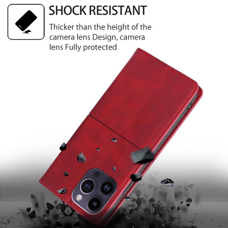 Funda de cuero magnético con textura de vaca para Samsung Galaxy S25 Ultra 5G (roja)