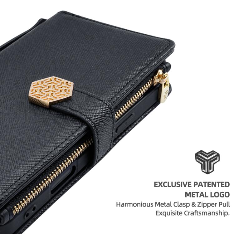 Funda de cuero con textura cruzada y asa cruzada para Samsung Galaxy Xcover 7 Pro 5G (negra)