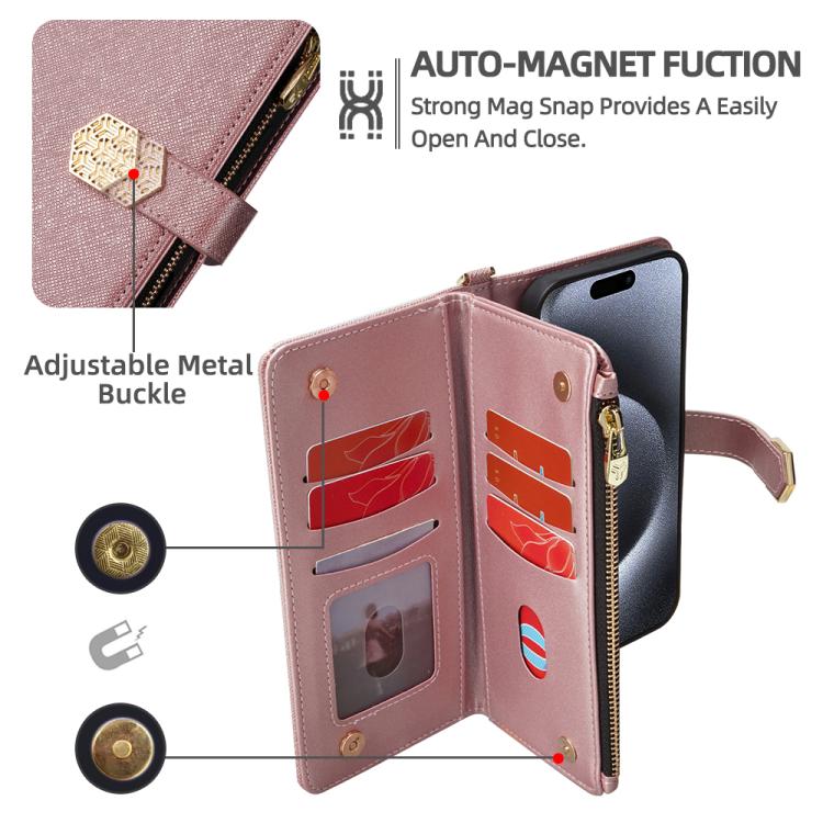 Funda de cuero con textura cruzada y asa cruzada para Samsung Galaxy Xcover 7 Pro 5G (oro rosa)