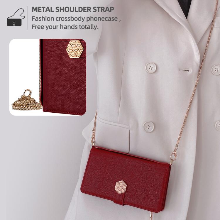 Funda de cuero con textura cruzada y asa cruzada para Samsung Galaxy S25+ 5G (roja)