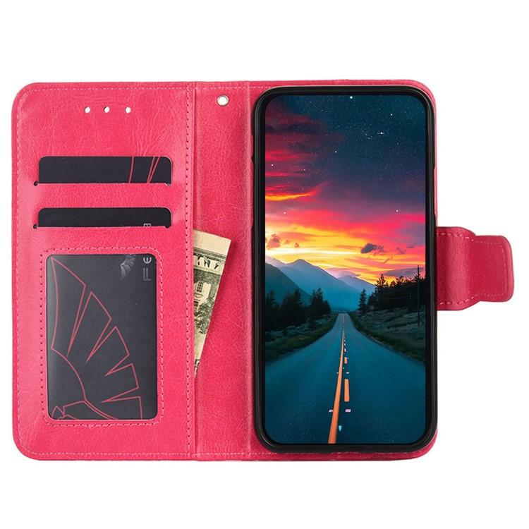 Funda de cuero con textura de cristal para Samsung Galaxy S25 5G (rosa y rojo)