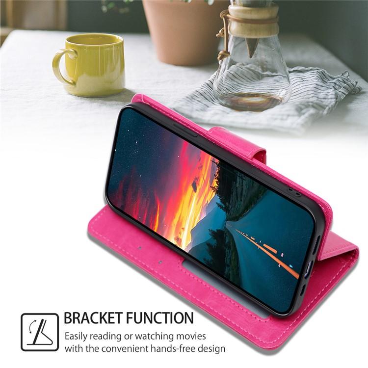 Funda de cuero con textura de cristal para Samsung Galaxy S25 5G (rosa y rojo)