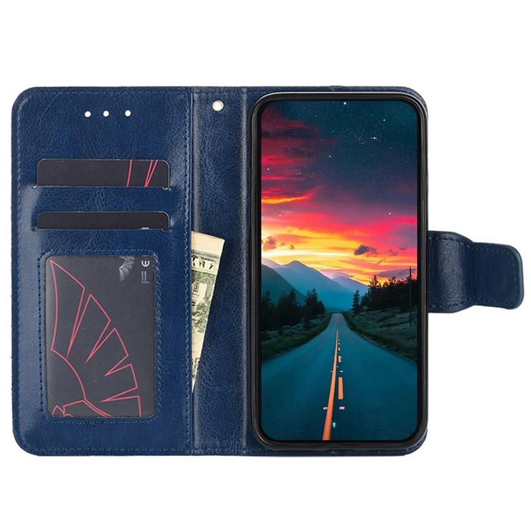 Funda de cuero con textura de cristal para Samsung Galaxy S25 5G (azul rey)