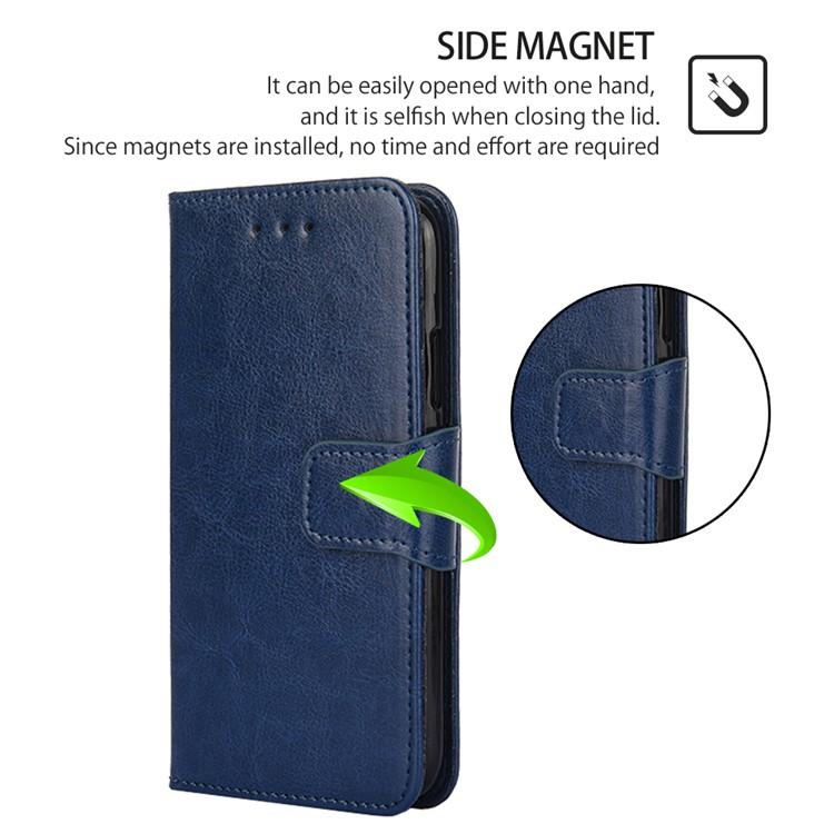 Funda de cuero con textura de cristal para Samsung Galaxy S25 5G (azul rey)