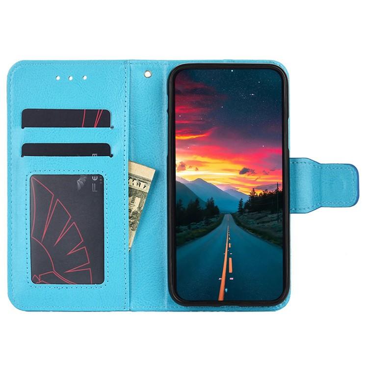 Funda de cuero con textura de cristal para Samsung Galaxy S25+ 5G (azul cielo)