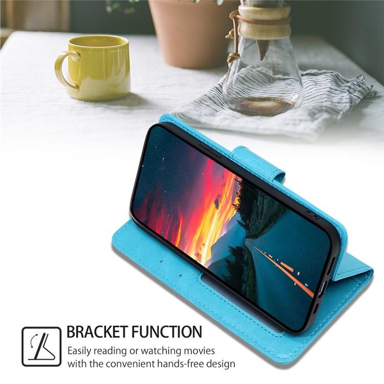 Funda de cuero con textura de cristal para Samsung Galaxy S25+ 5G (azul cielo)