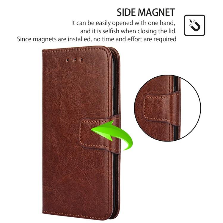 Funda de cuero con textura de cristal para Samsung Galaxy S25+ 5G (marrón)