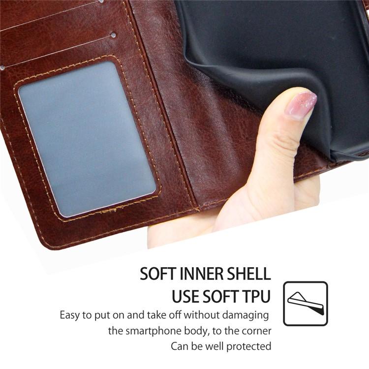 Funda de cuero con textura de cristal para Samsung Galaxy S25+ 5G (marrón)