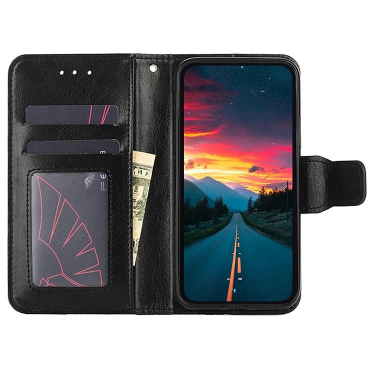 Funda de cuero con textura de cristal para Samsung Galaxy S25+ 5G (negra)