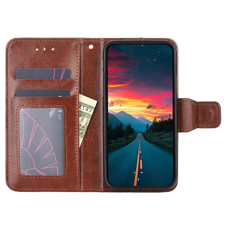 Funda de cuero con textura de cristal para Samsung Galaxy S25 Ultra 5G (marrón)