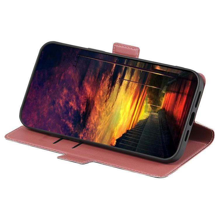 Funda de cuero con textura de sarga y botones laterales para Samsung Galaxy S25 5G (rosa)
