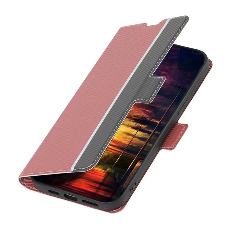 Funda de cuero con textura de sarga y botones laterales para Samsung Galaxy S25 5G (rosa)