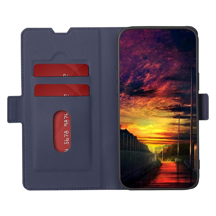 Funda de cuero con textura de sarga y botones laterales para Samsung Galaxy S25+ 5G (azul)