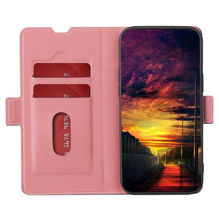 Funda de cuero con textura de sarga y botones laterales para Samsung Galaxy S25+ 5G (rosa)