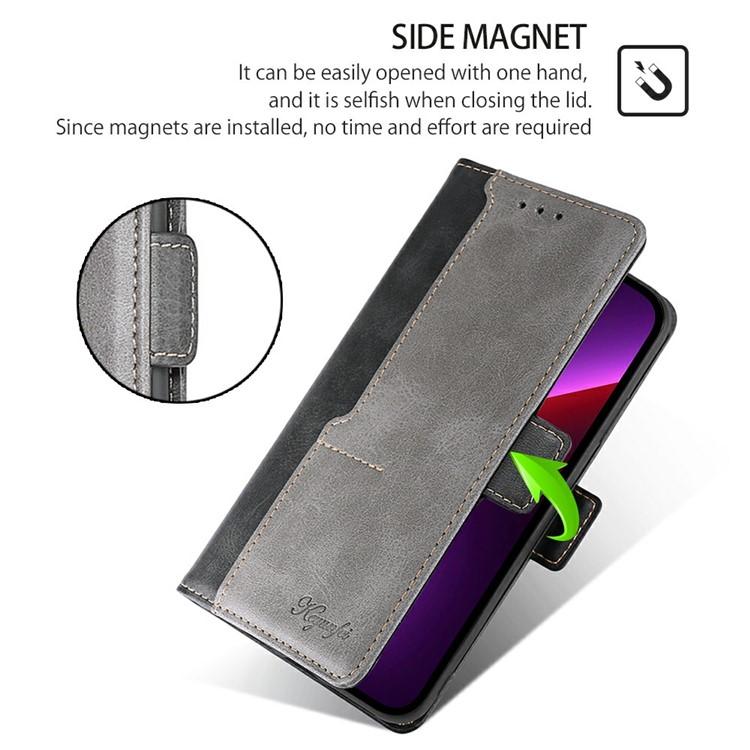 Funda de cuero con hebilla lateral en color de contraste para Samsung Galaxy S25+ 5G (negro y gris)