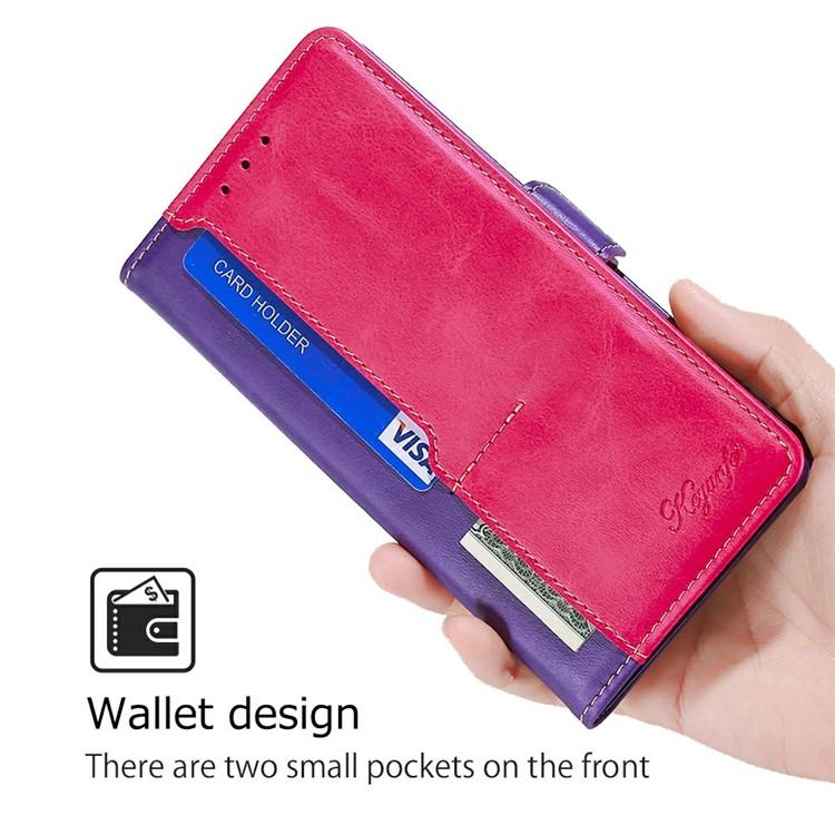 Funda de cuero con hebilla lateral en color de contraste para Samsung Galaxy S25+ 5G (morado y rojo rosa)