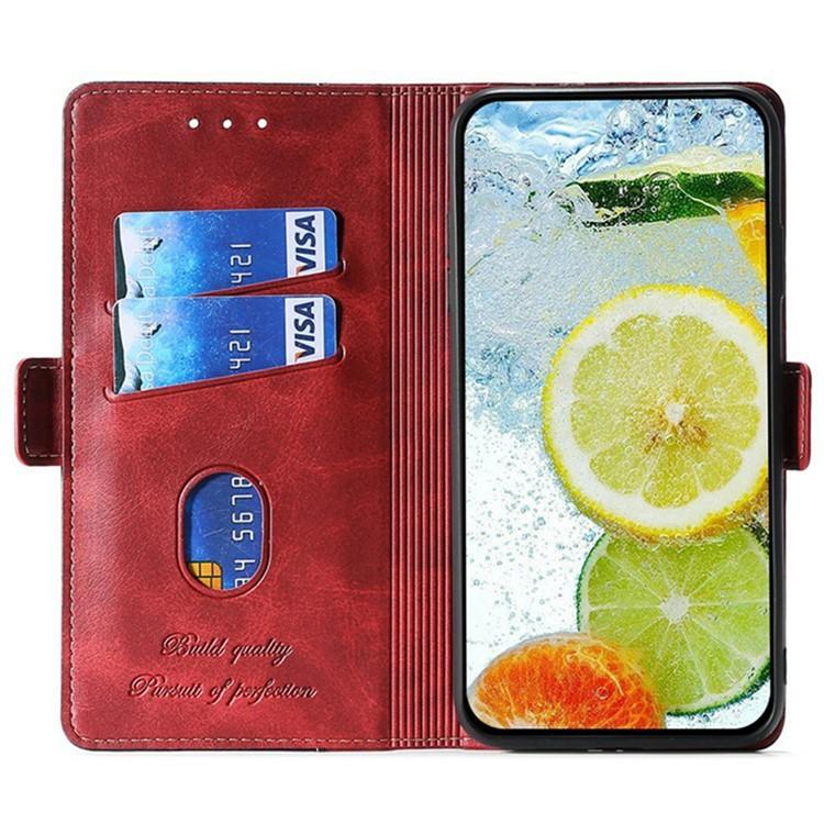 Funda de cuero con hebilla lateral en color de contraste para Samsung Galaxy S25+ 5G (rojo y negro)